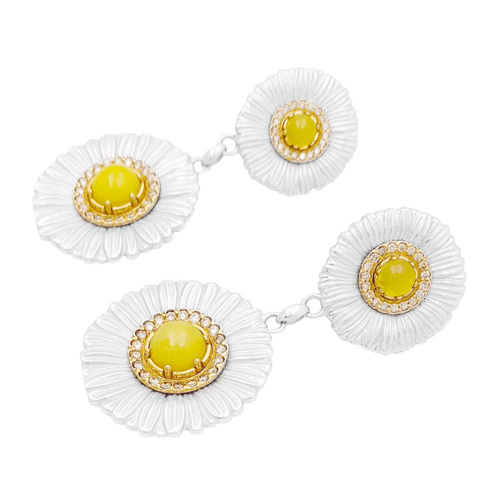 Boucles d'oreilles Buccellati, "Blossoms Color", or jaune, argent, diamants bruns, agates jaunes. 3