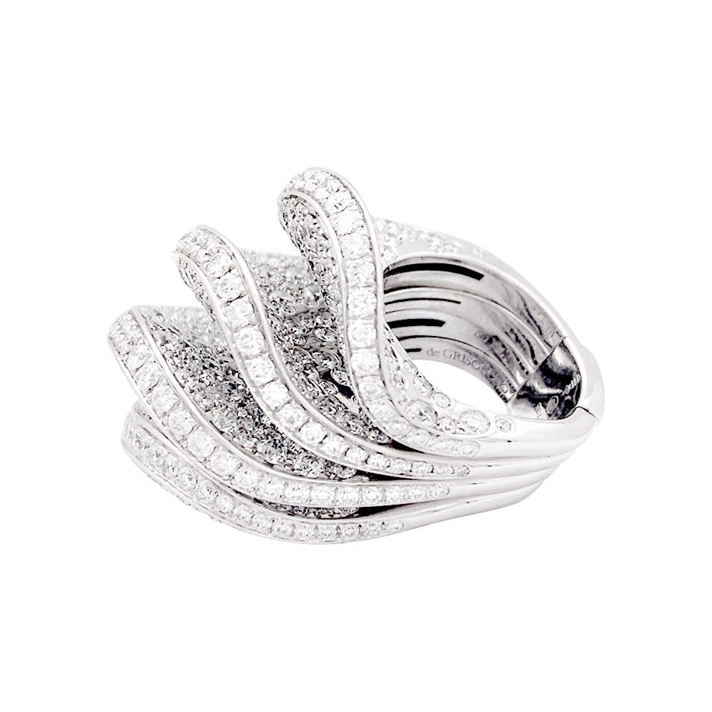 Bague De Grisogono "Onde" or blanc, diamants. 3