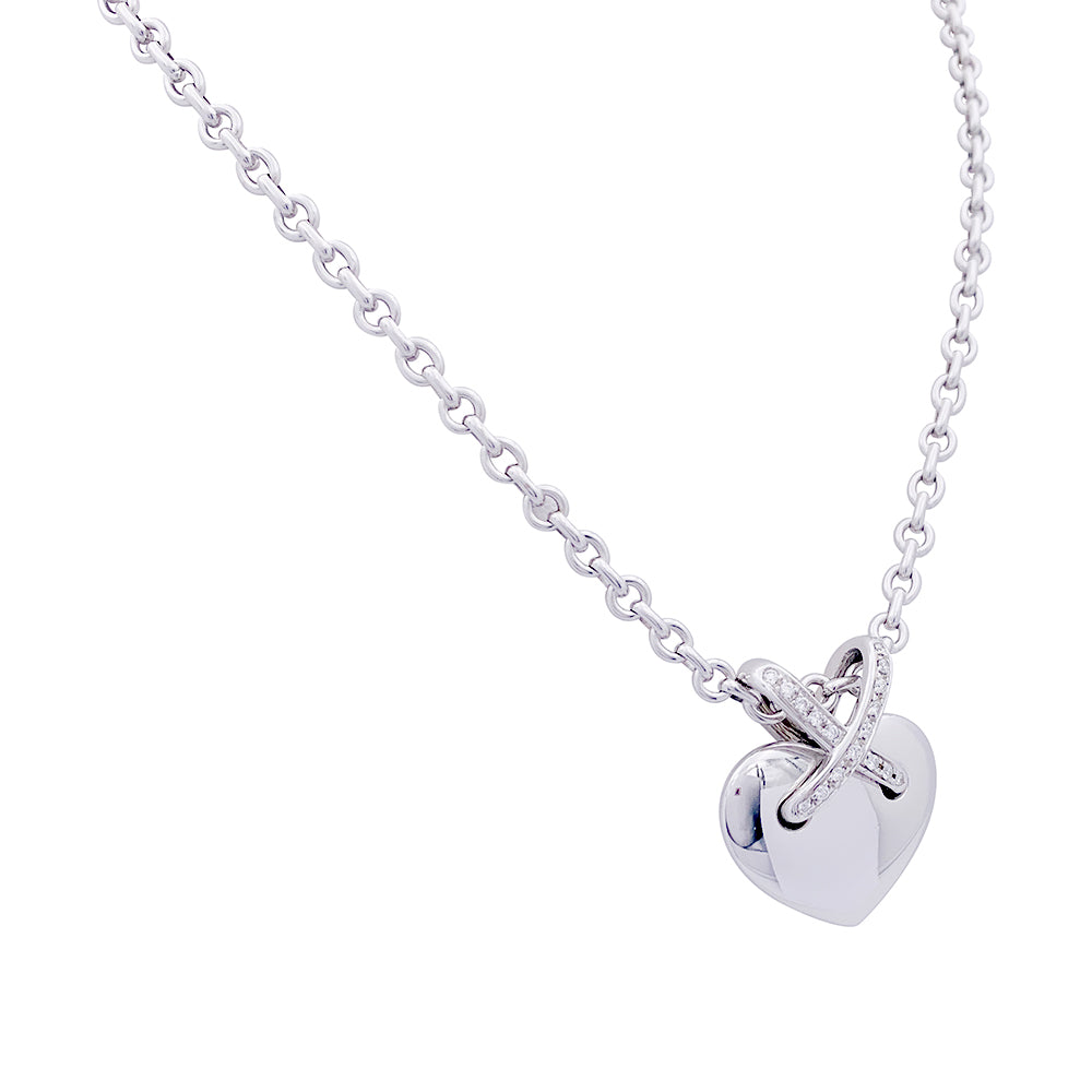 Collier Chaumet, "Coeur Liens", or blanc et diamants. 4