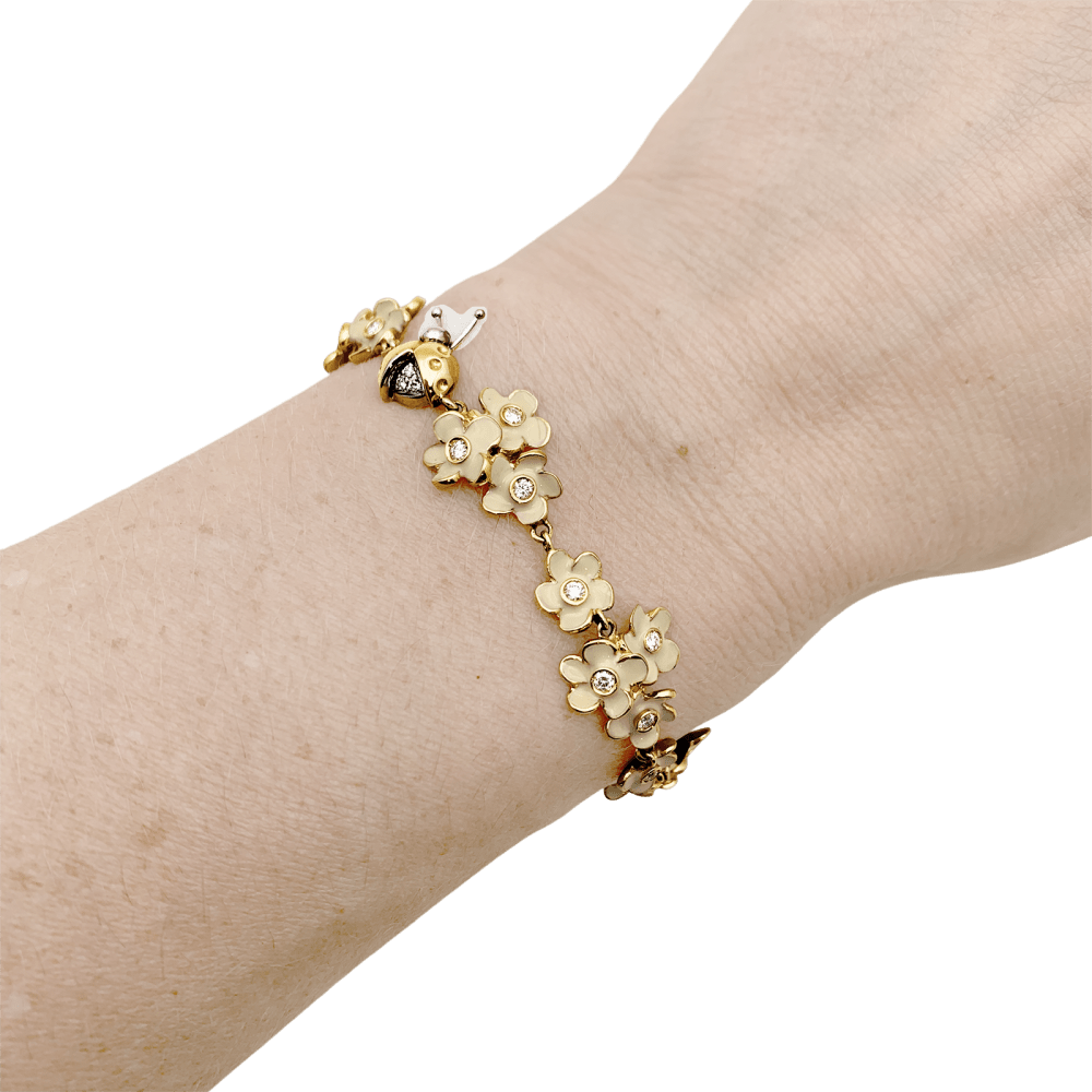 Bracelet Roberto Coin, or rose, diamants, émail.  7