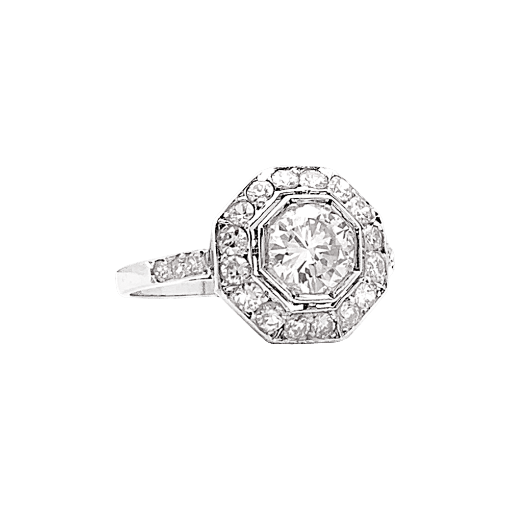 Bague ancienne platine et diamants. 2