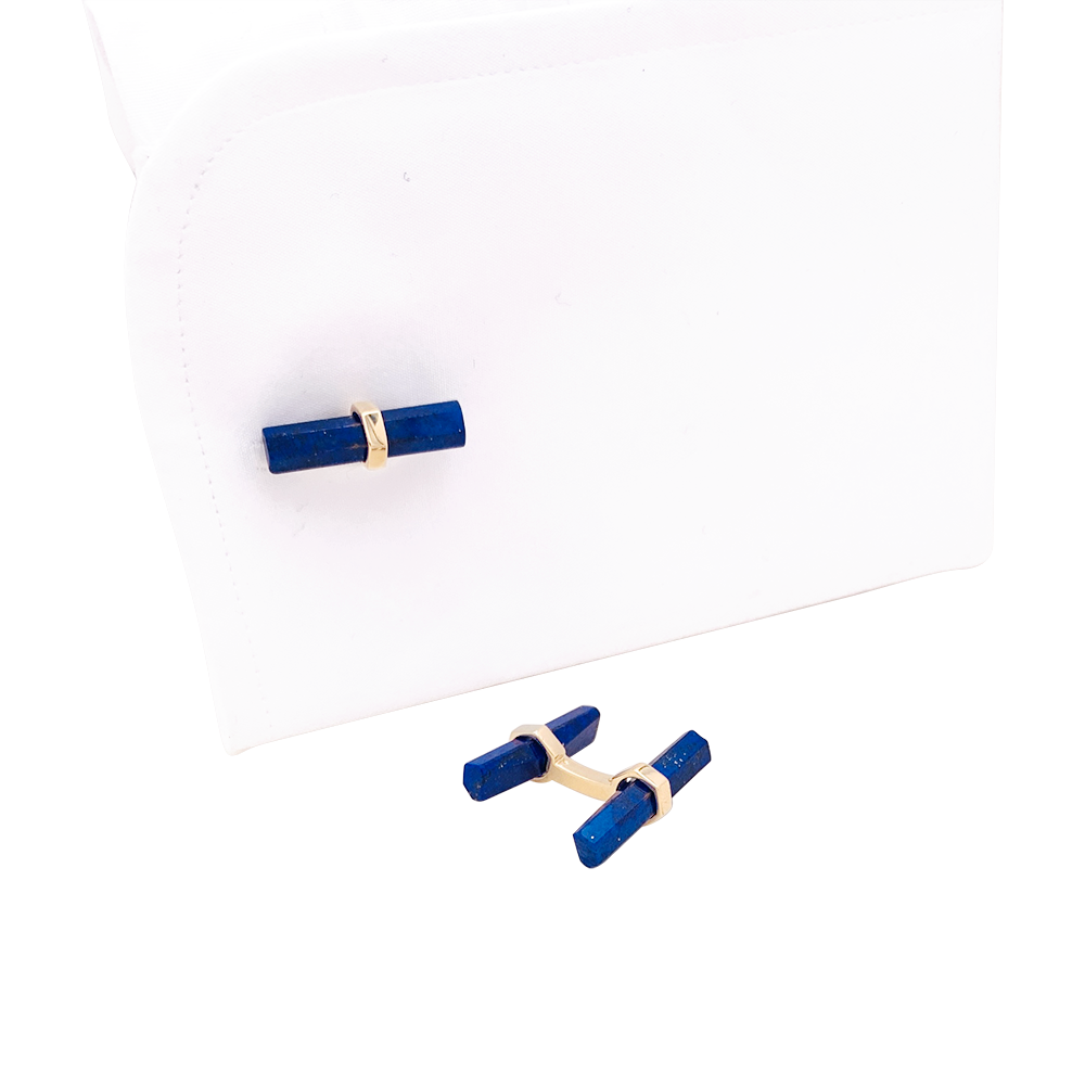 Boutons de manchette Cartier, or jaune, lapis lazuli. 4