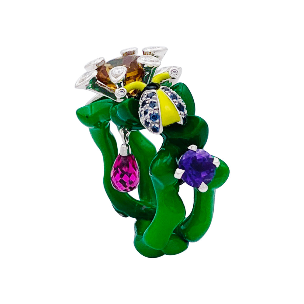 Bague Dior, "Milly Carnivora", laque, diamants, pierres de couleur. 4