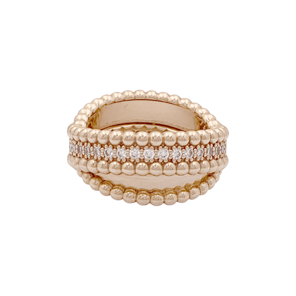 Bague VAN CLEEF ET ARPELS,"Duo Perlée", or rose, diamants.  3