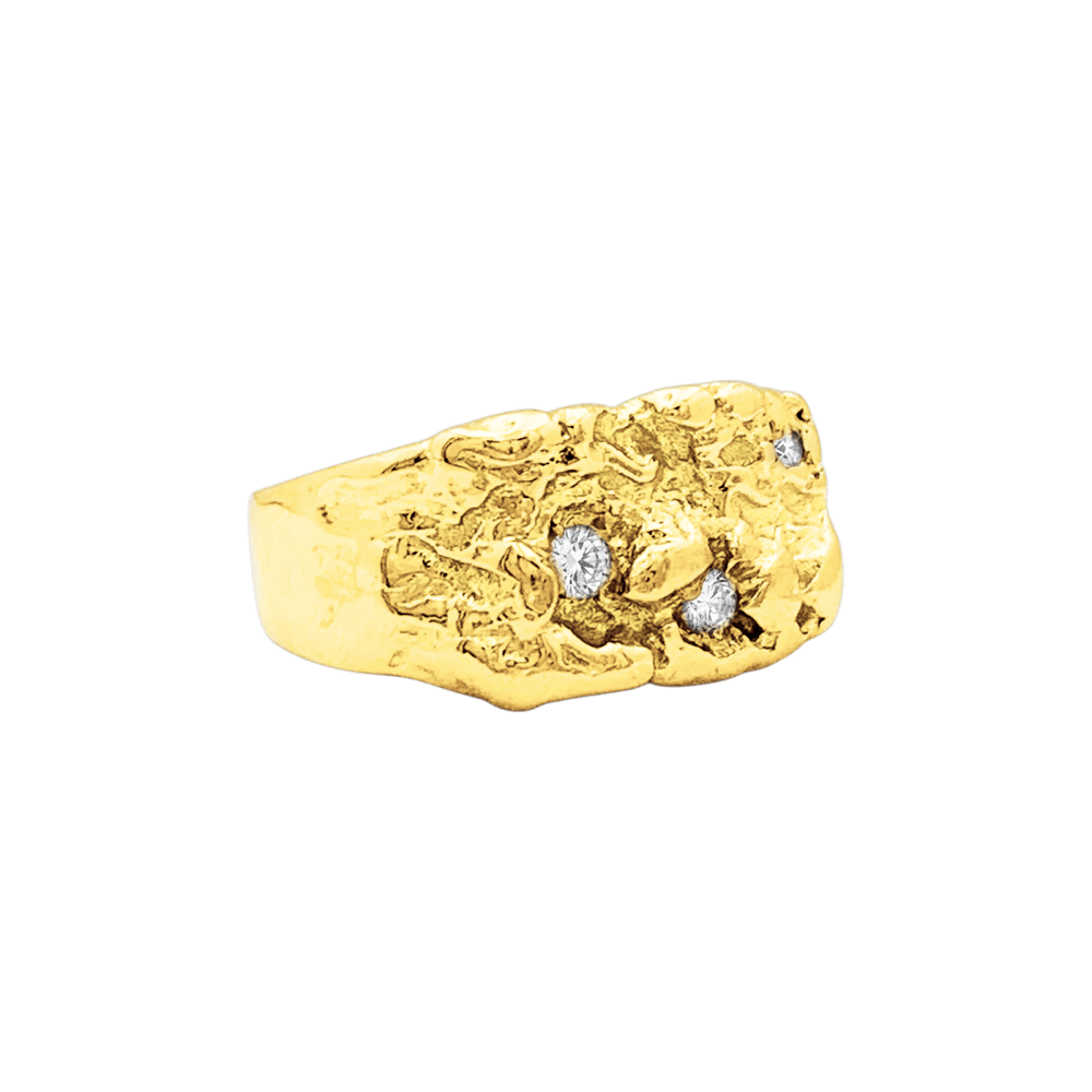 Bague chevalière, or jaune, diamants.  3