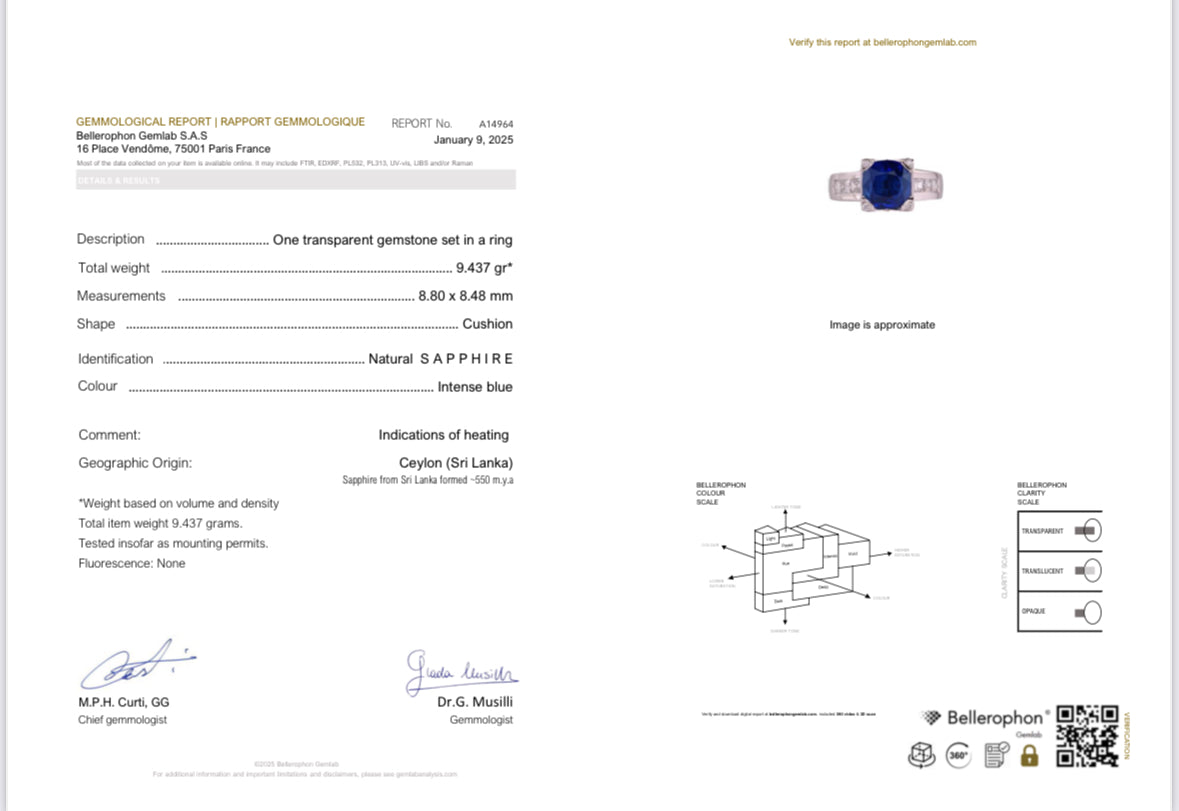 Bague or blanc, saphir, diamants. 7