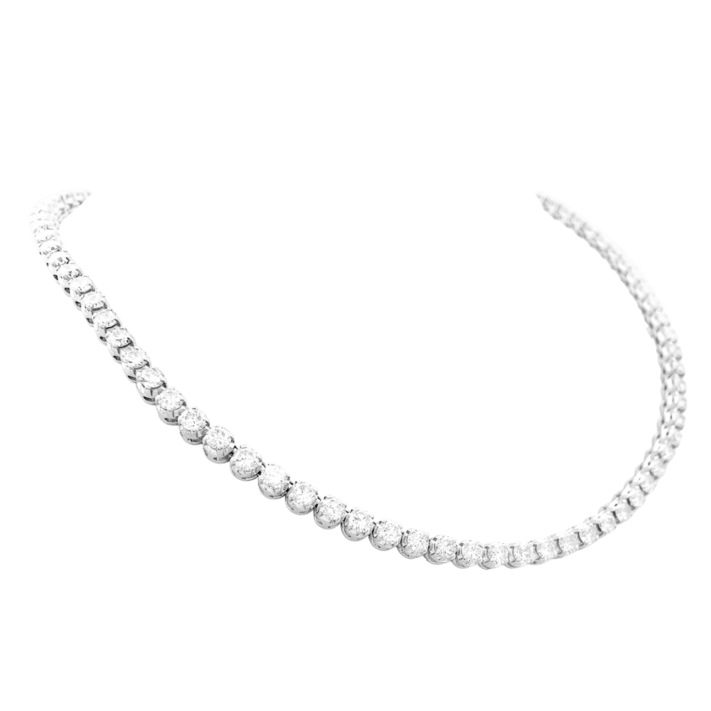 Collier rivière or blanc et diamants. 2