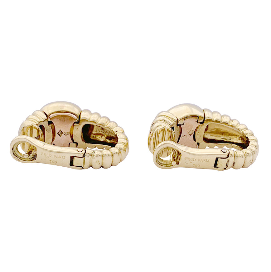 Boucles d'oreilles Fred, or jaune, diamants. 3