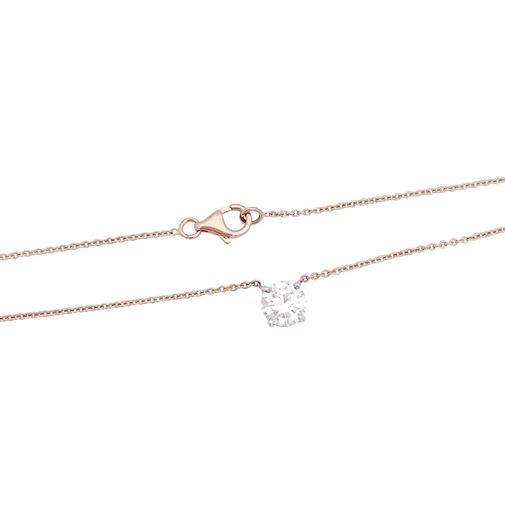 Collier solitaire deux ors, diamants. 2