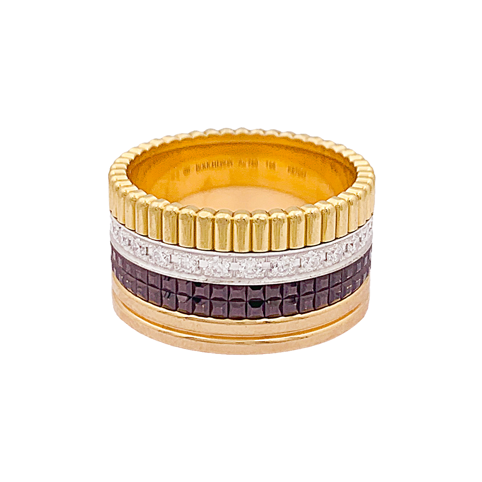 Bague Boucheron "Quatre Classique Large", trois ors et diamants 2