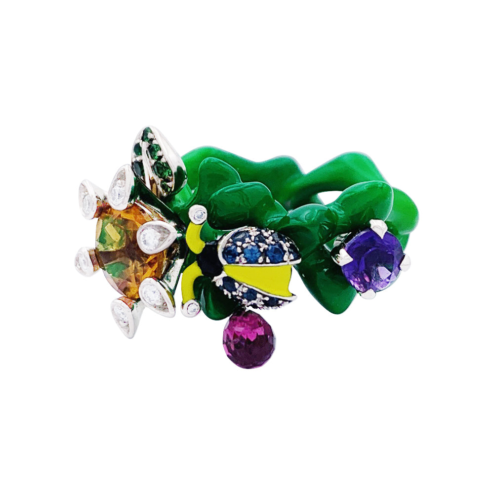 Bague Dior, "Milly Carnivora", laque, diamants, pierres de couleur. 1