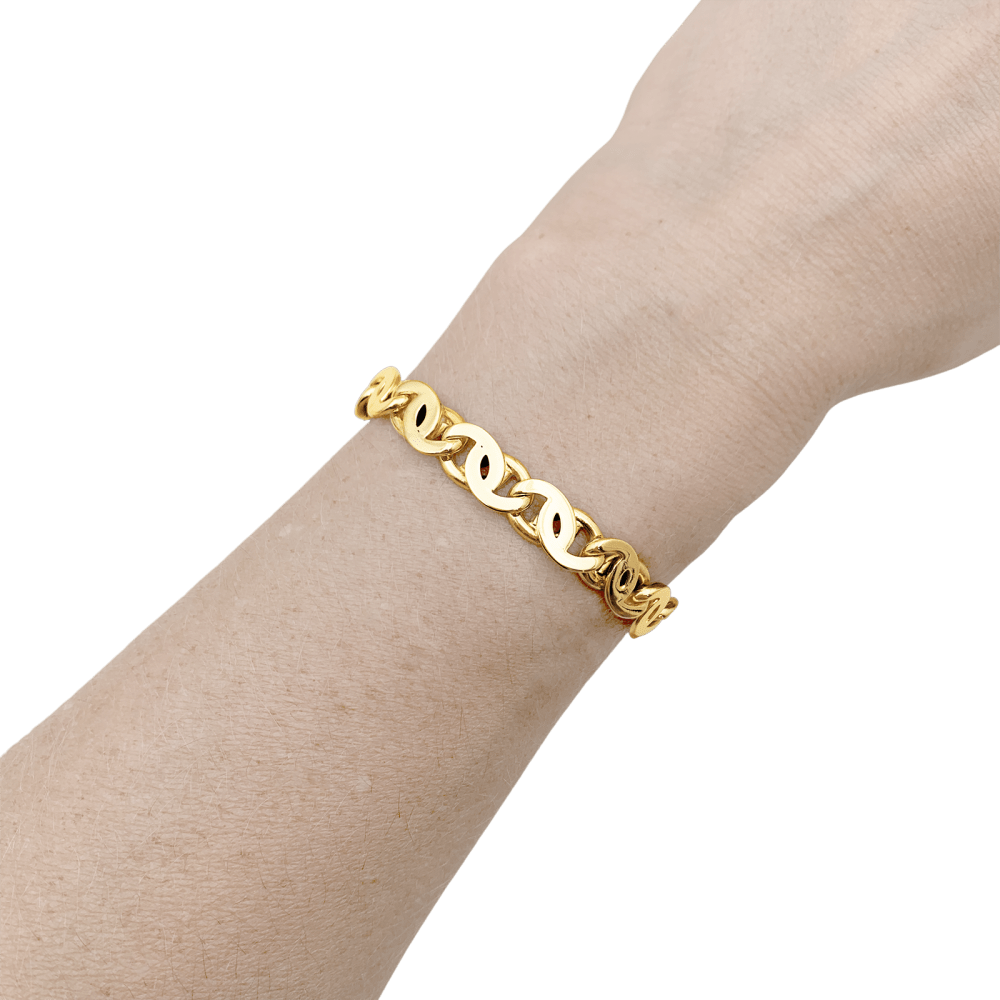 Bracelet or jaune, maille oeil de tigre.  4