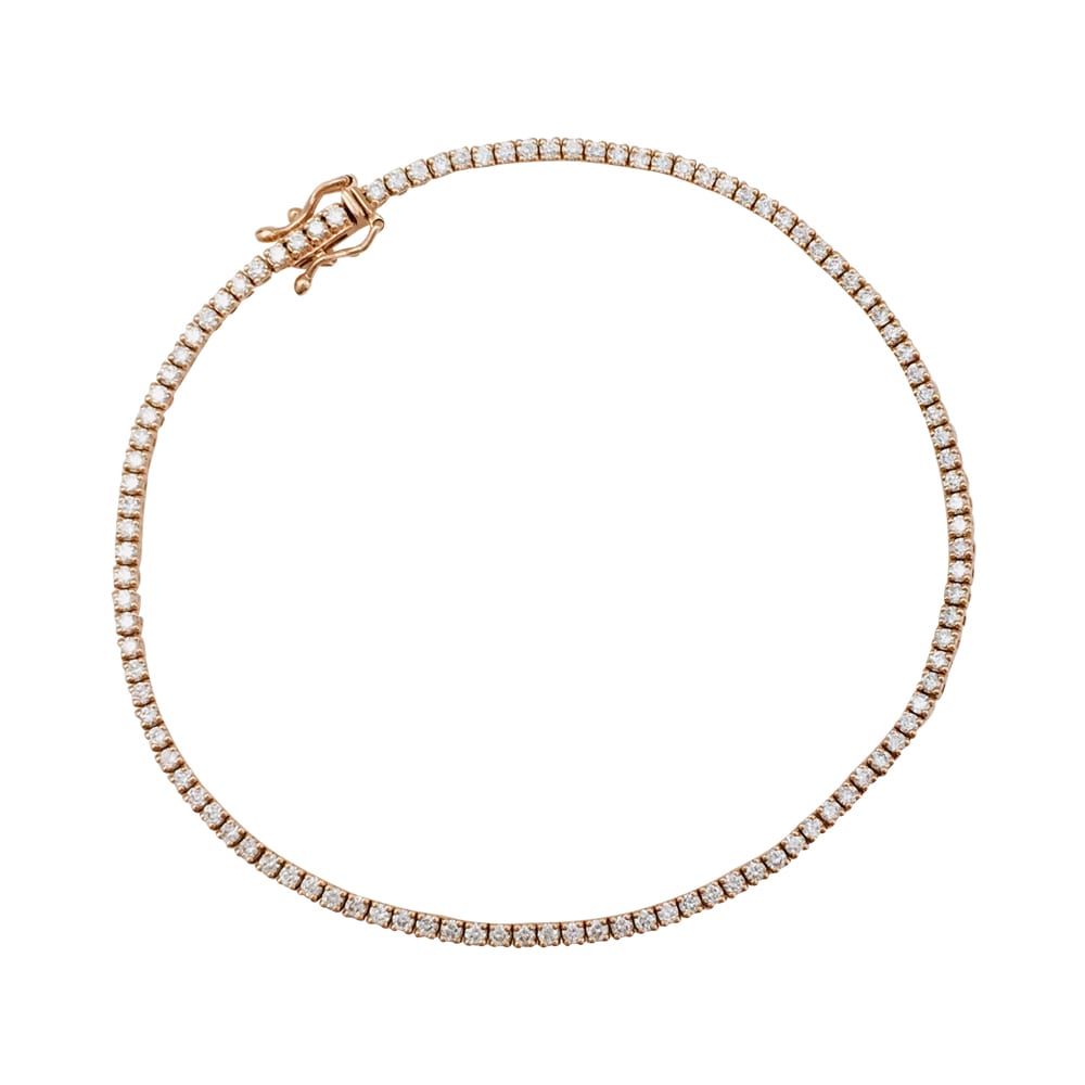Bracelet ligne, or rose et diamants taille brillant, 1.38 carat. 4