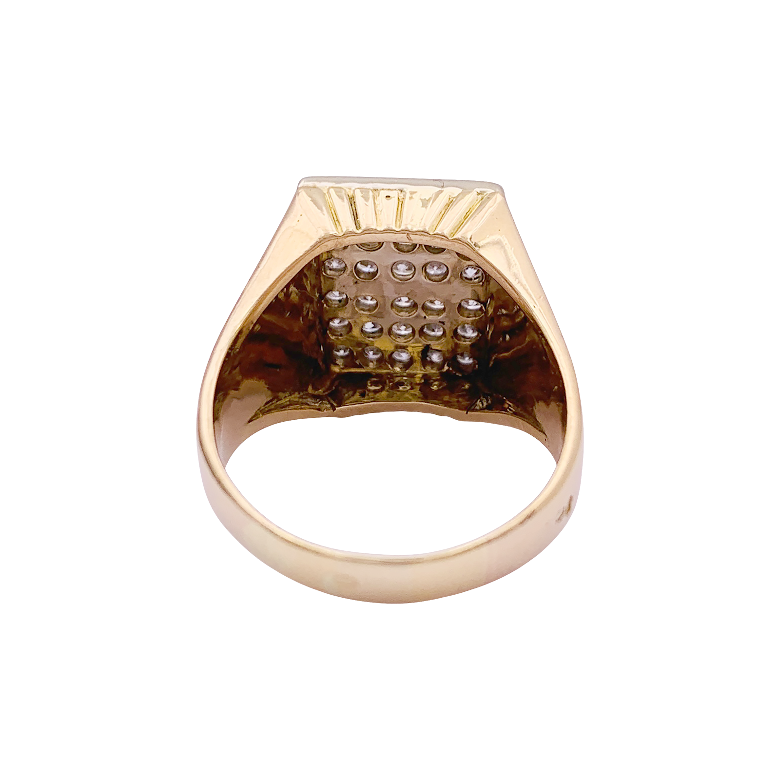Bague chevalière or jaune, diamants. 4