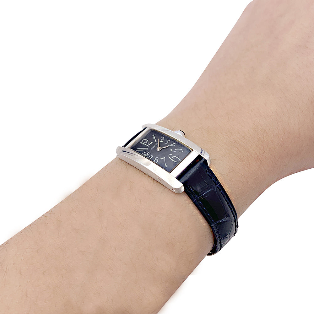 Montre Cartier "Tank américaine", or blanc, bracelet cuir. 6