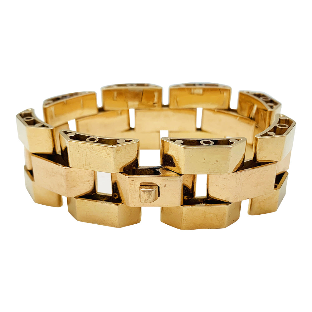 Bracelet Tank or rose et or jaune 190 mm de long. 7