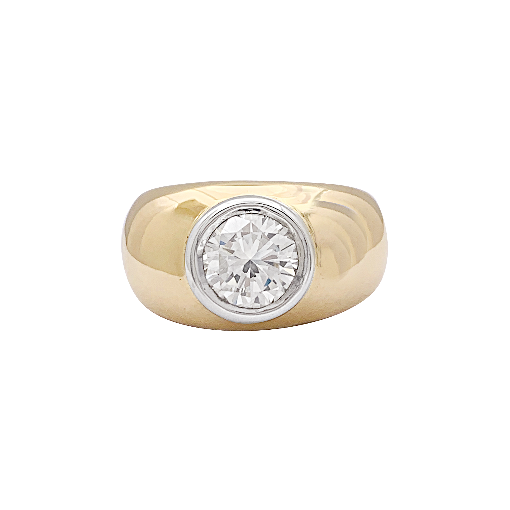Bague deux ors, diamant 2,02 carats. 1