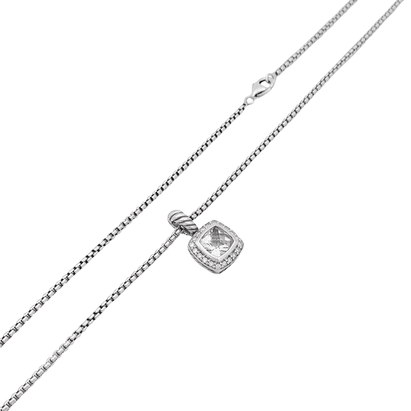 Collier David Yurman, "Petite Albion", argent, topaze blanche, diamants. 2