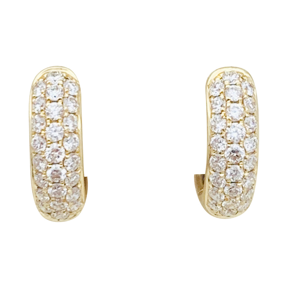 Paire de créoles or jaune, diamants. 3