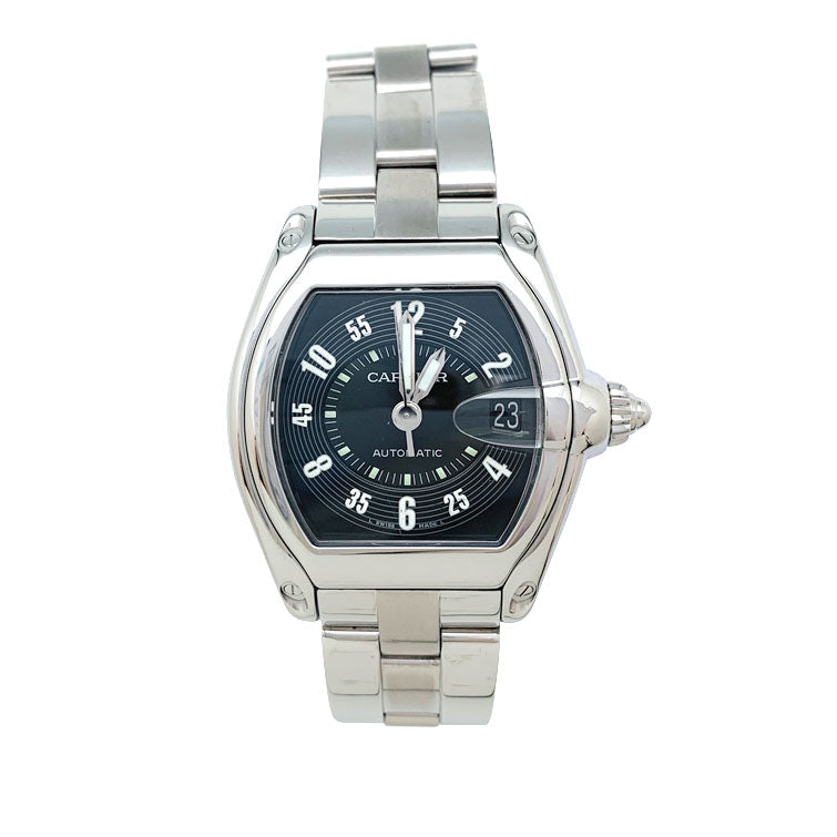 Montre Cartier Roadster en acier. bracelet cuir 3