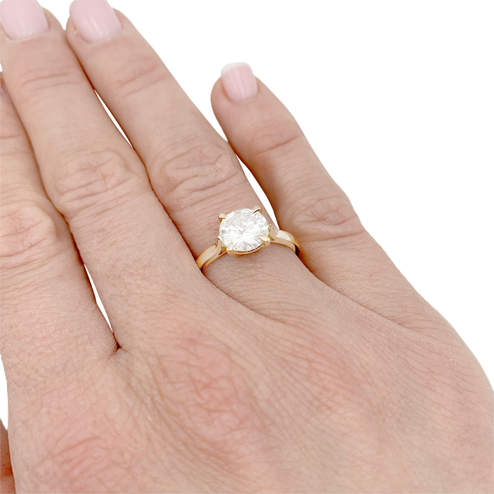 Bague solitaire en or rose, diamant 1,56 carats. 6