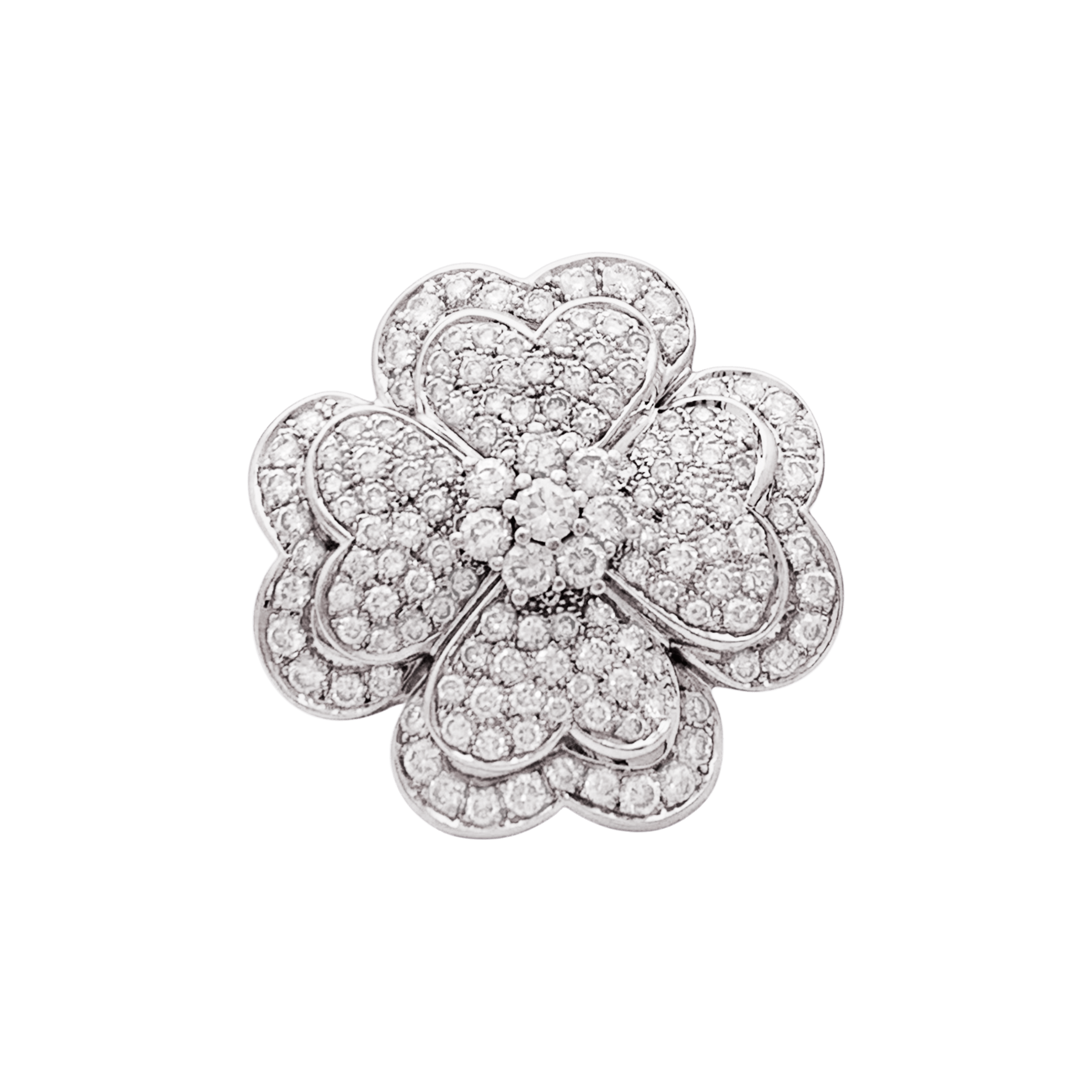 Bague « Trèfle », or blanc, diamants.  1