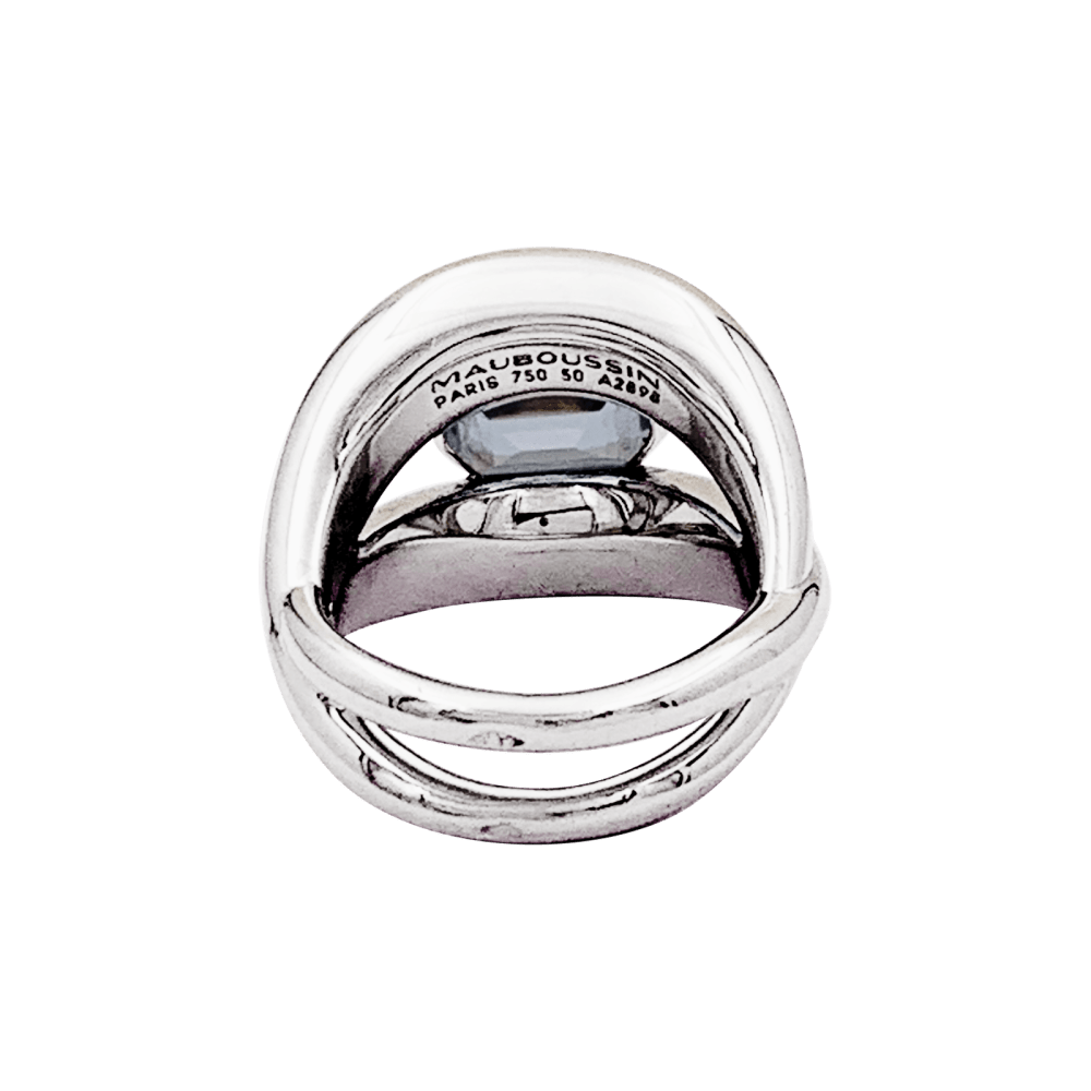 Bague Mauboussin, "Twins", or blanc, aigue-marine.  3
