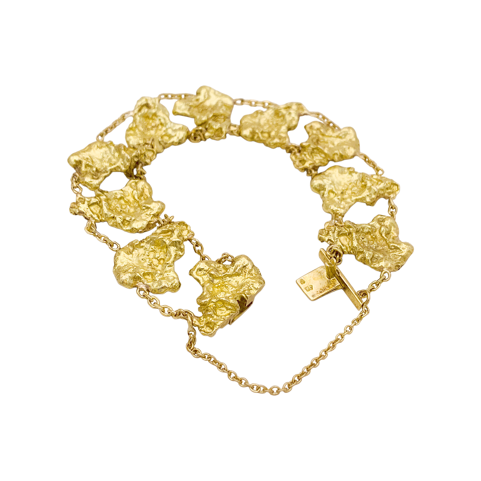 Bracelet vintage maillons style pépite, or jaune. 3