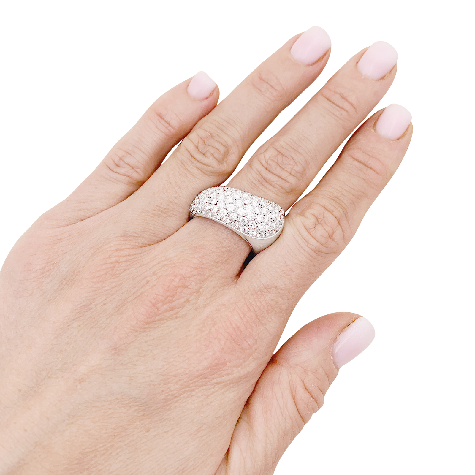 Bague Chaumet, "Hommage à Venise", or blanc, diamants. 4