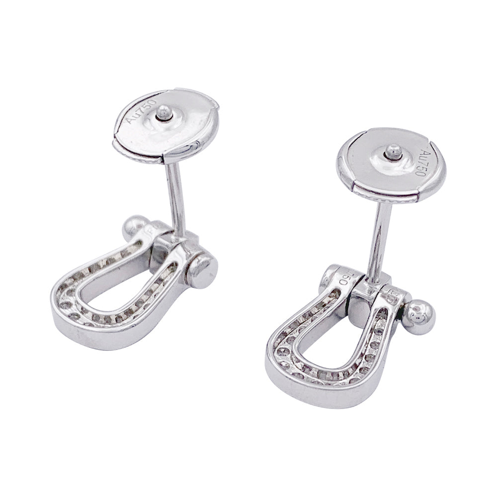 Boucles d'oreilles Fred, "Force 10", or blanc, diamants. 3