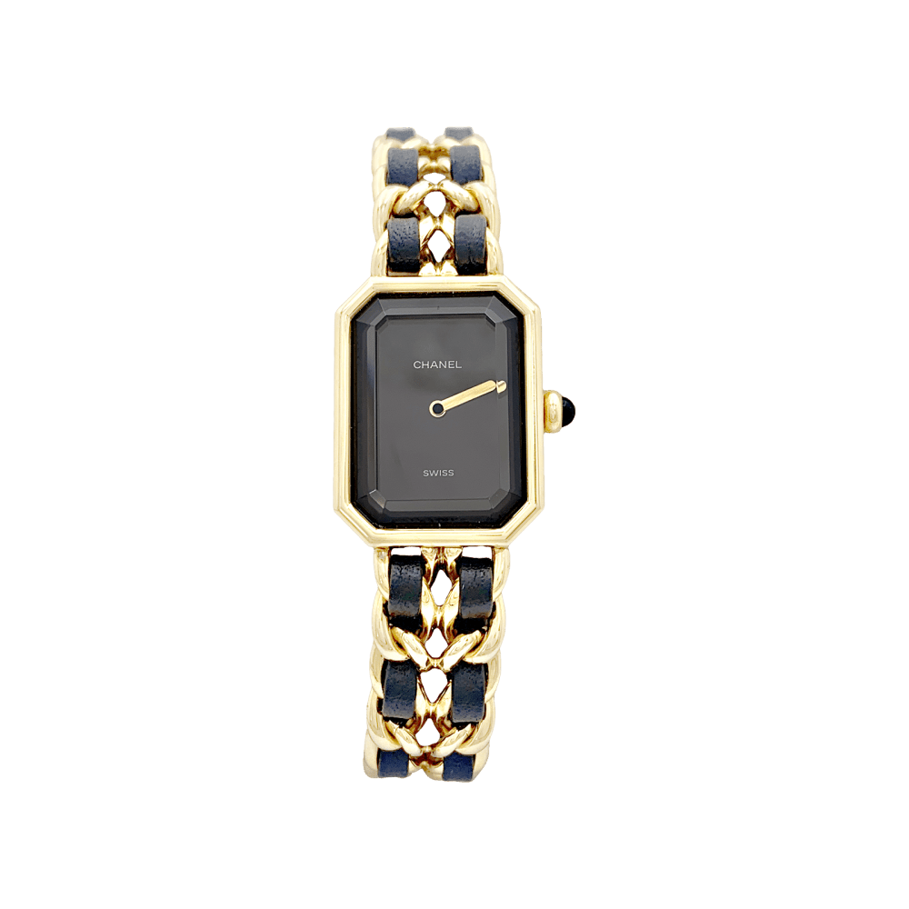 Montre Chanel, "Première", plaqué or, cuir.  1