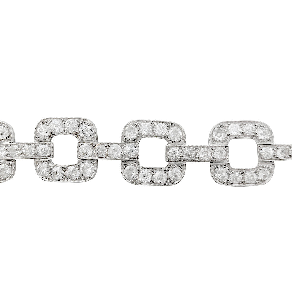 Bracelet ancien en platine, diamants taille ancienne. 5
