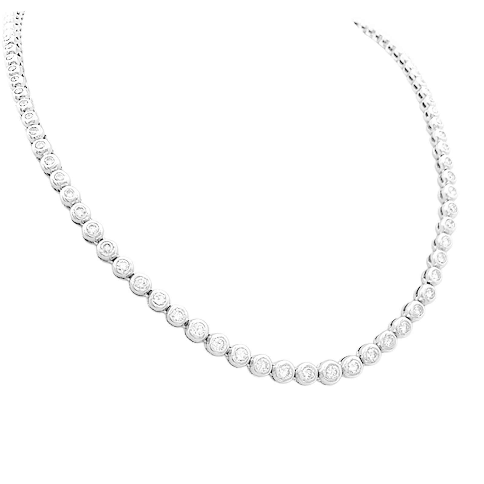 Collier rivière diamants, or blanc. 2
