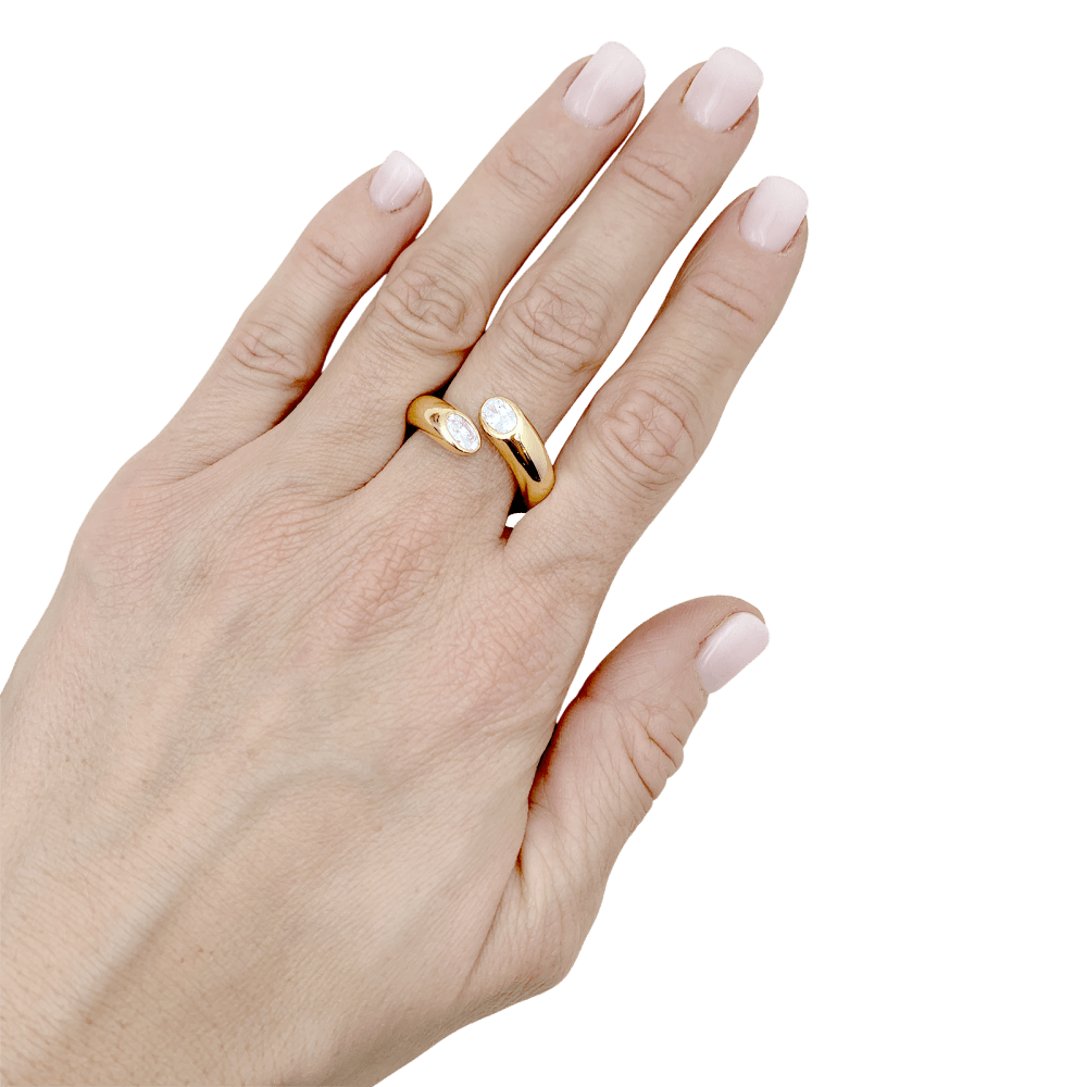 Bague Cartier, "Ellipse Deux Têtes Croisées", or jaune, diamants.  5