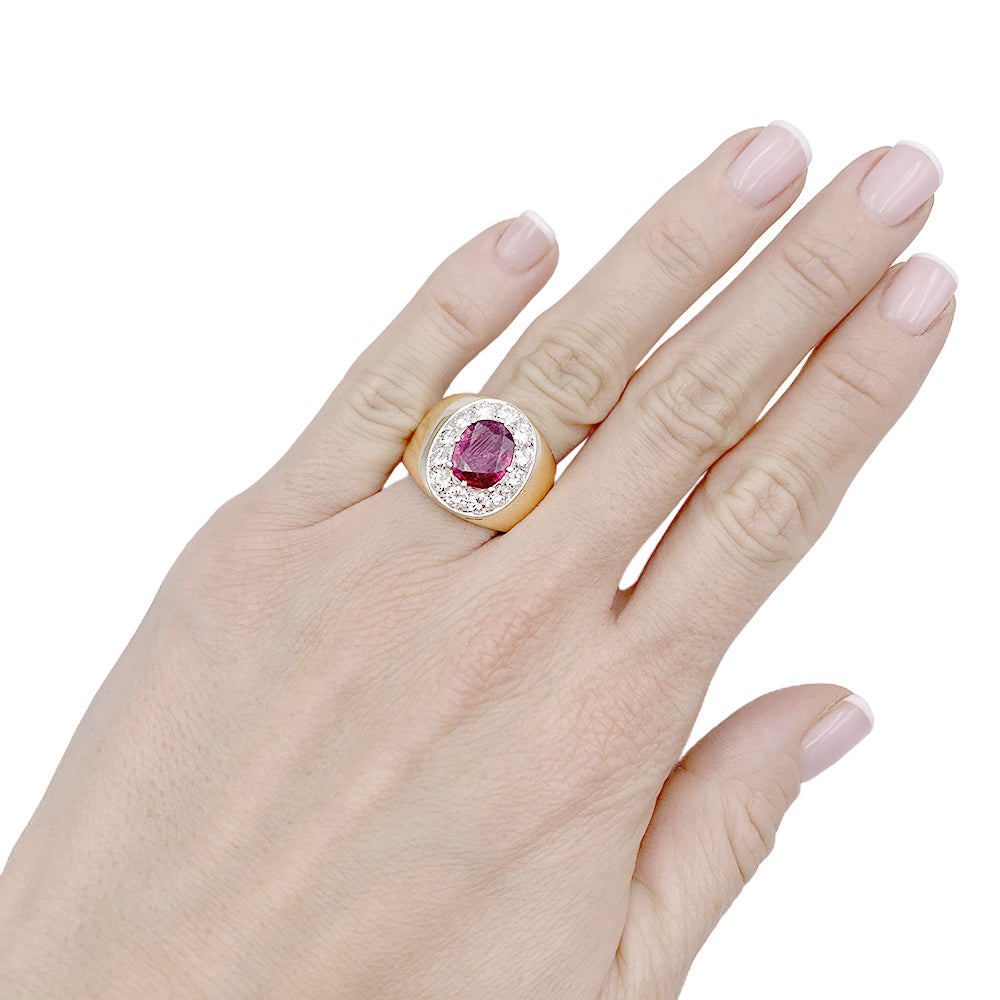 Bague jonc, or jaune, or blanc, rubis et diamants. 6