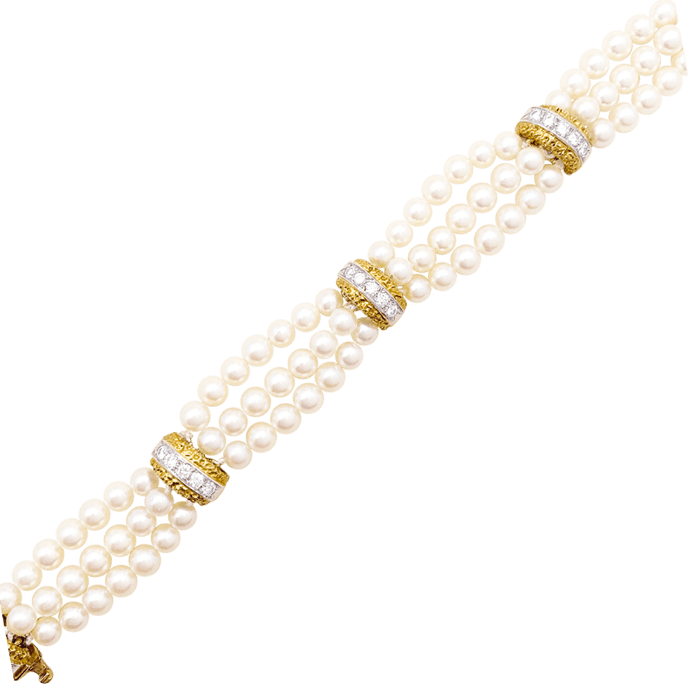 Bracelet Van Cleef & Arpels, deux ors, diamants, perles. 4