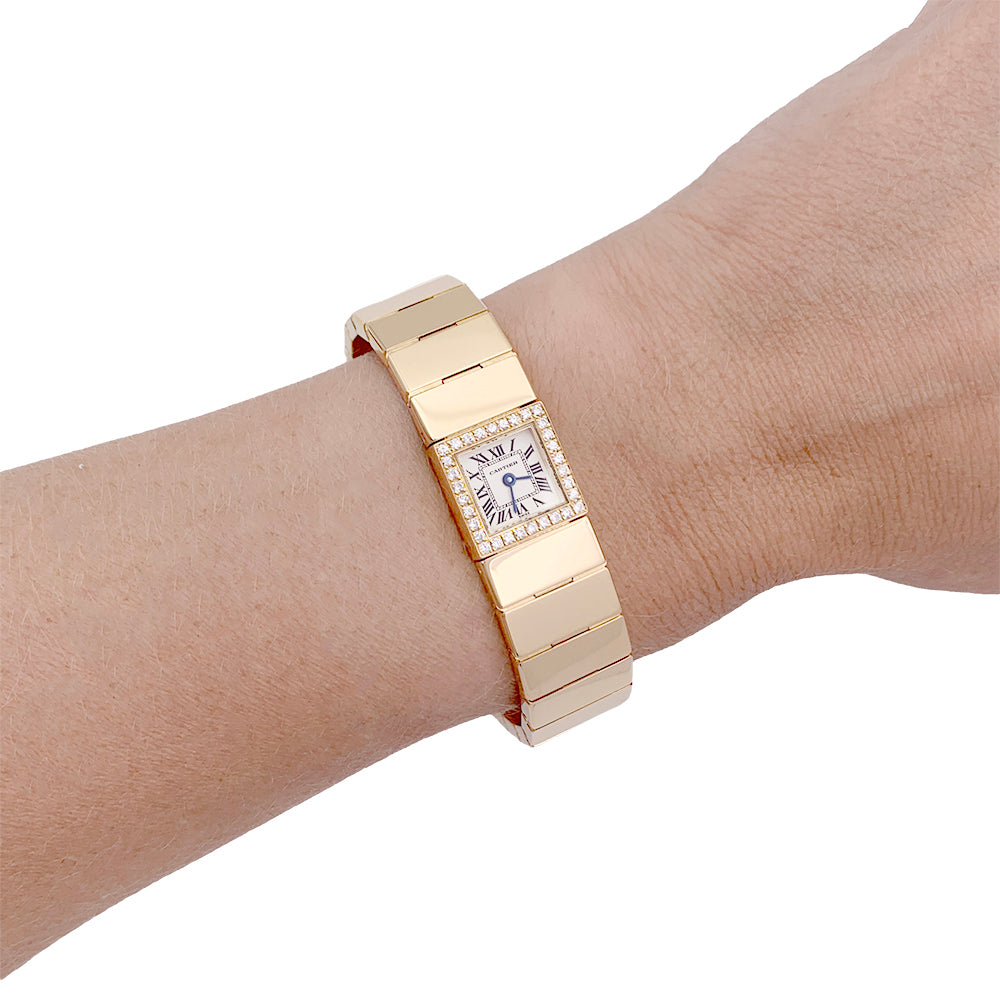 Montre Cartier, "Tank Lingot", or jaune, diamants. 5