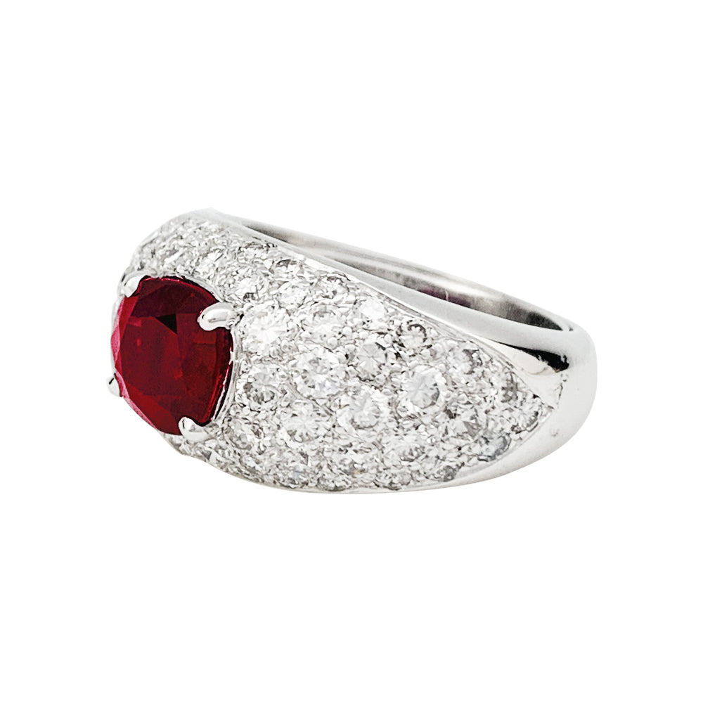 Bague jonc pavage diamant, rubis 1,78 carats. 8