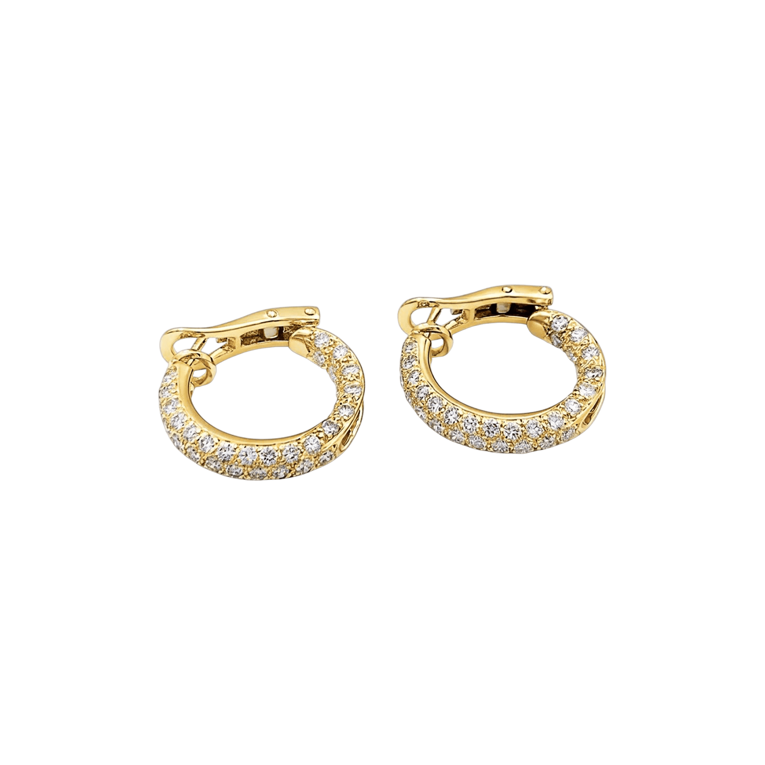 Boucles d'oreilles créoles en or jaune et diamants.  3