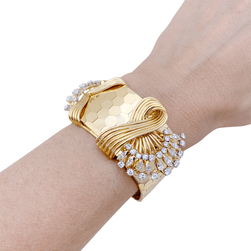 Bracelet vintage or rose, diamants. 6