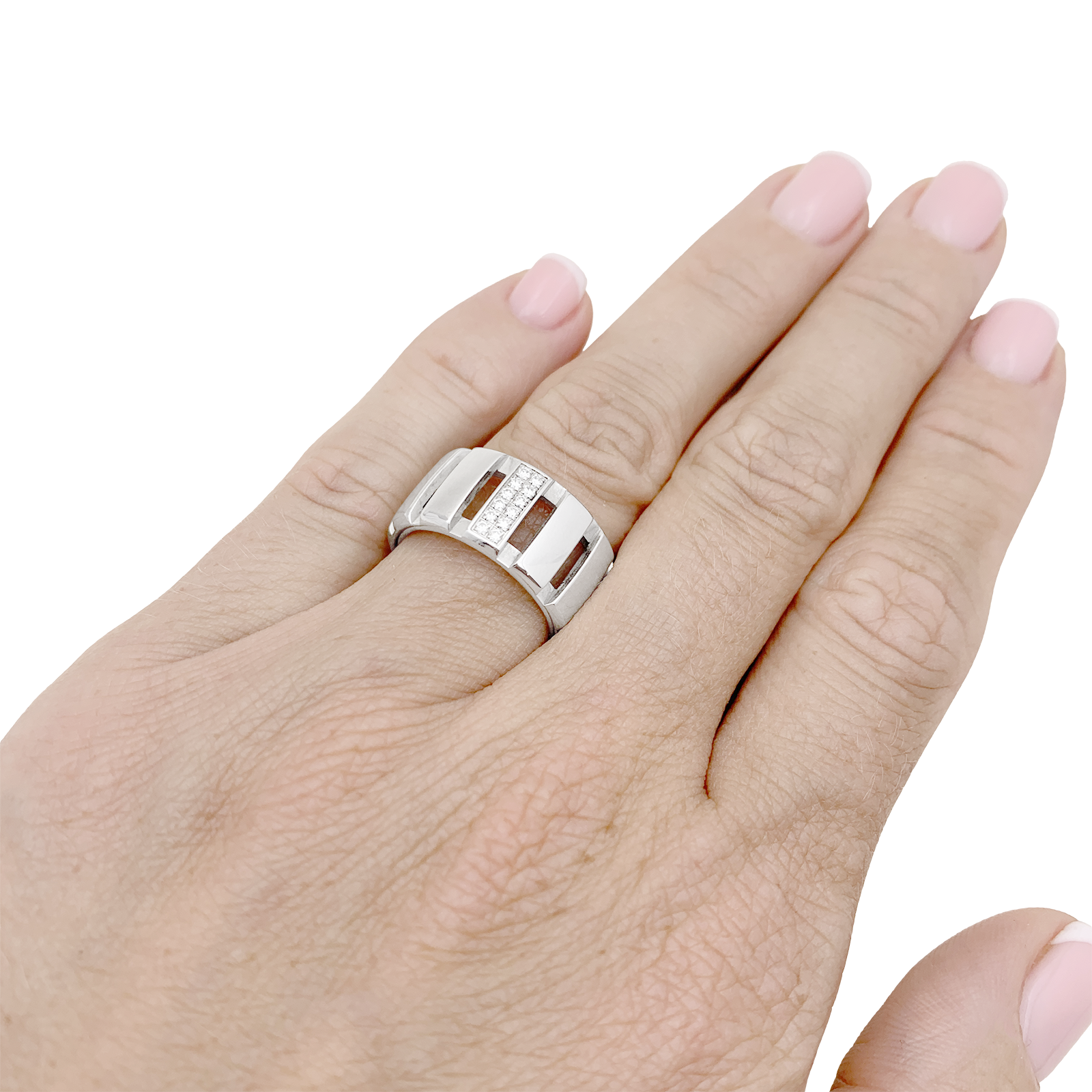 Bague Chaumet, "Class One", or blanc, diamants. 6