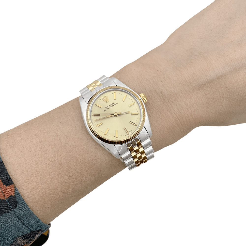 Montre Rolex, "Oyster Perpetual", or jaune et acier.  4