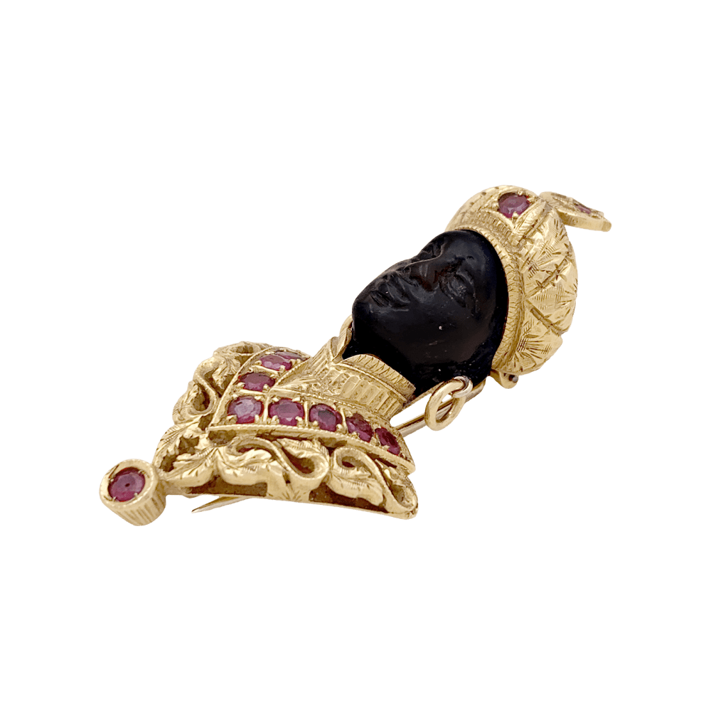 Broche G.NARDI, "Moretto", or jaune, rubis, ébène. 3