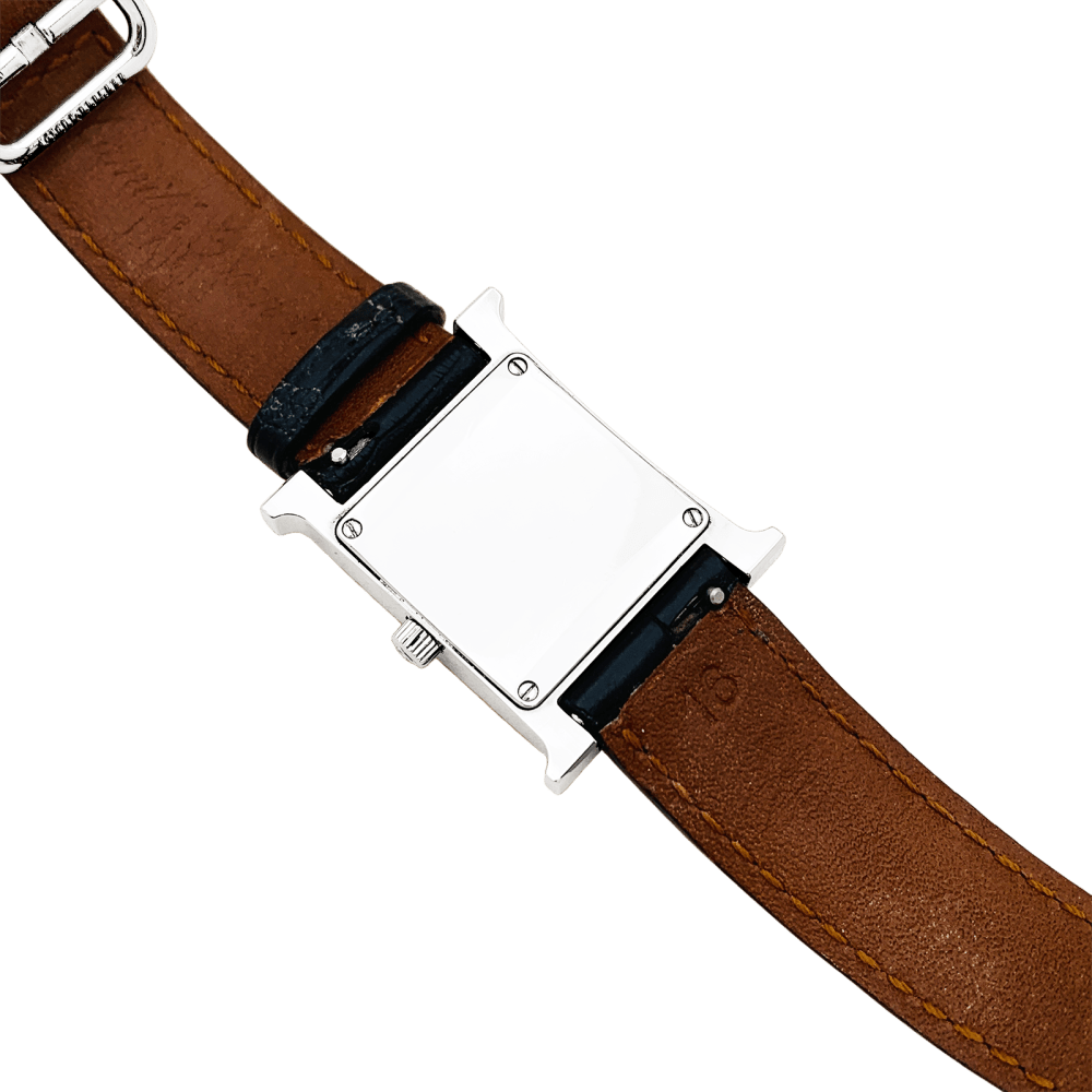Montre Femme Hermès, "Heure H", acier, nacre et diamants. 4