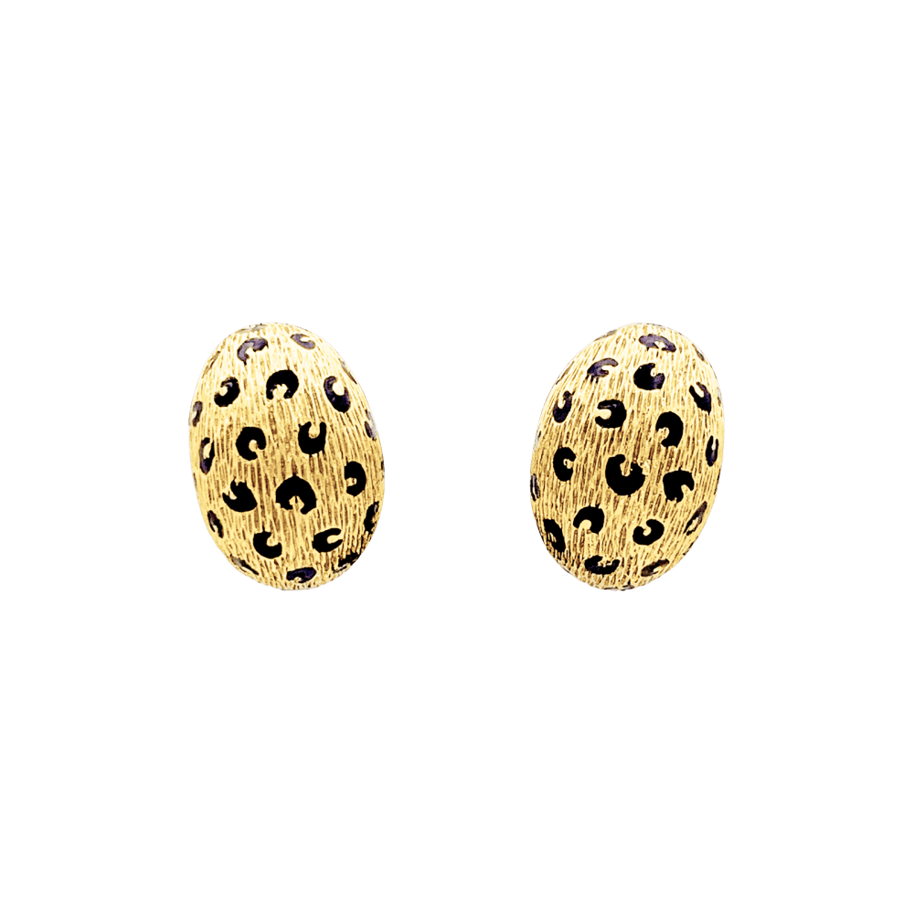 Boucles d'oreilles Fred Paris, "Léopard", or jaune et émail. 1