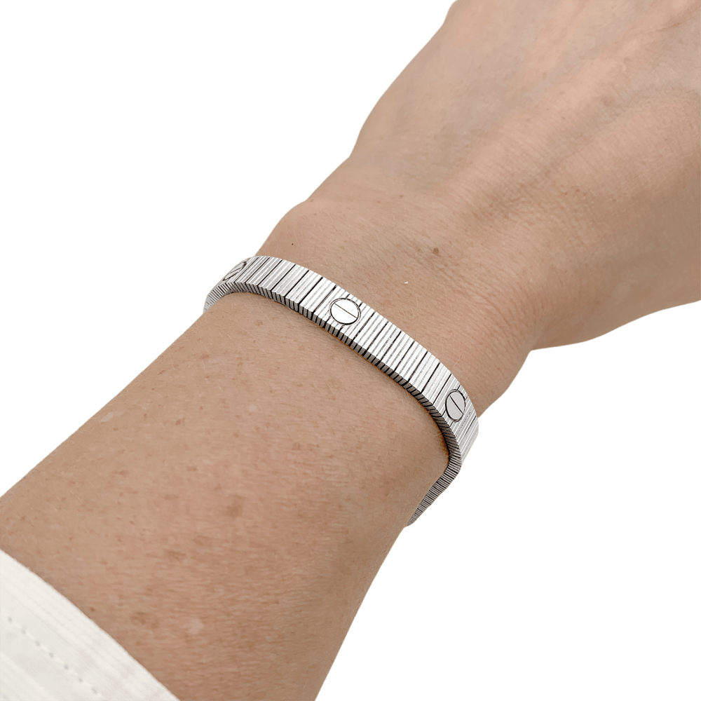 Bracelet Cartier, "Love Unlimited Souple", or blanc.   6