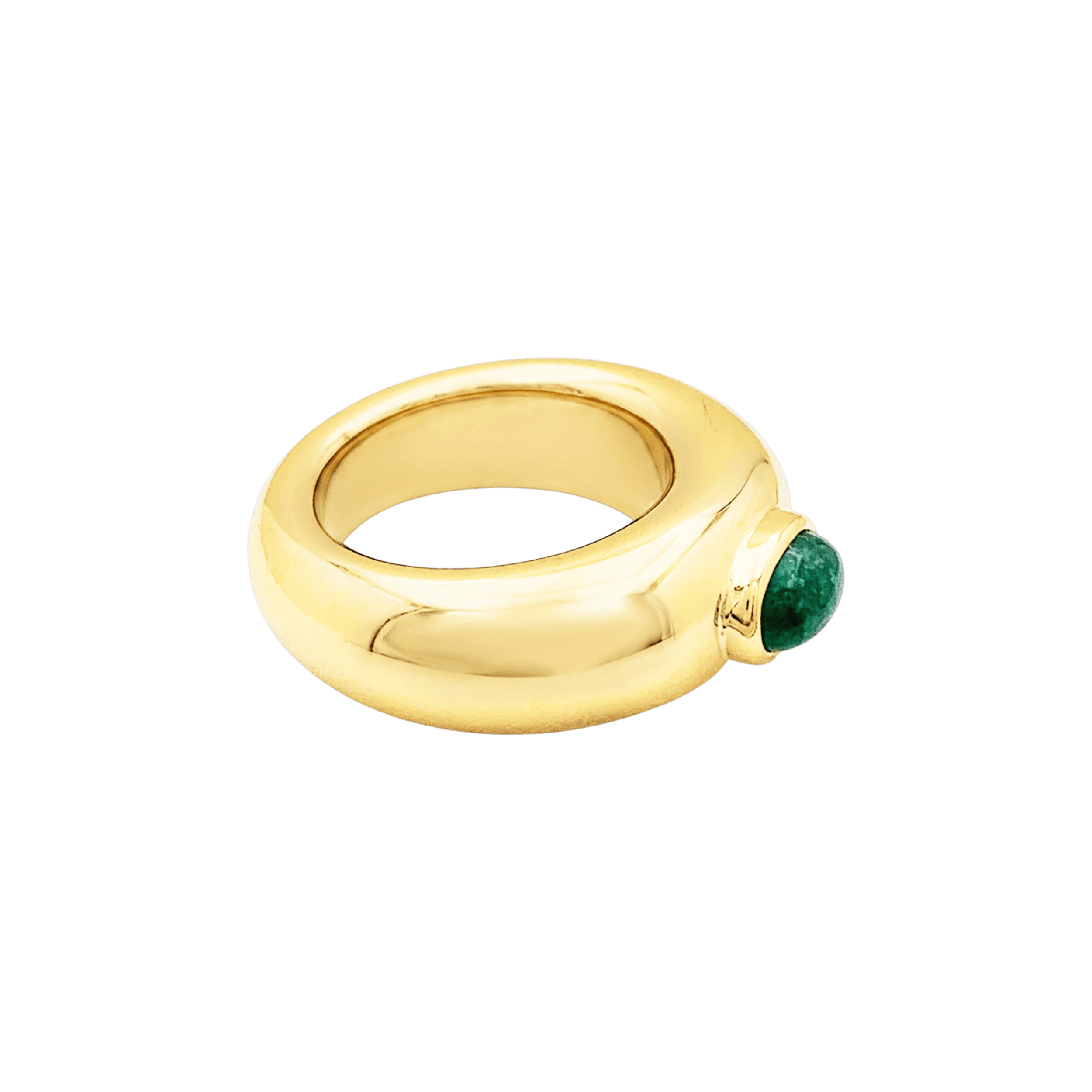 Bague Chaumet, "Anneau" or jaune et émeraude.  3