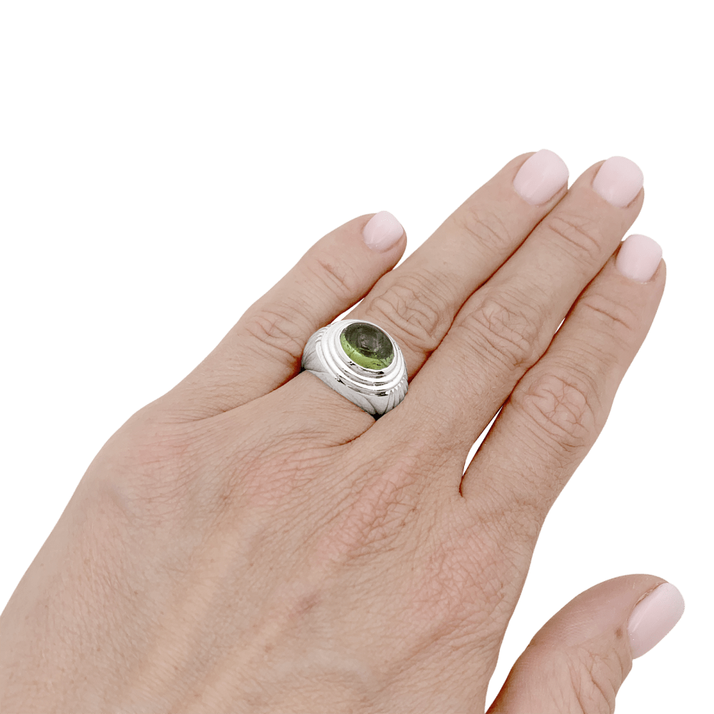 Bague Boucheron, "Jaïpur", or blanc et tourmaline verte.  6