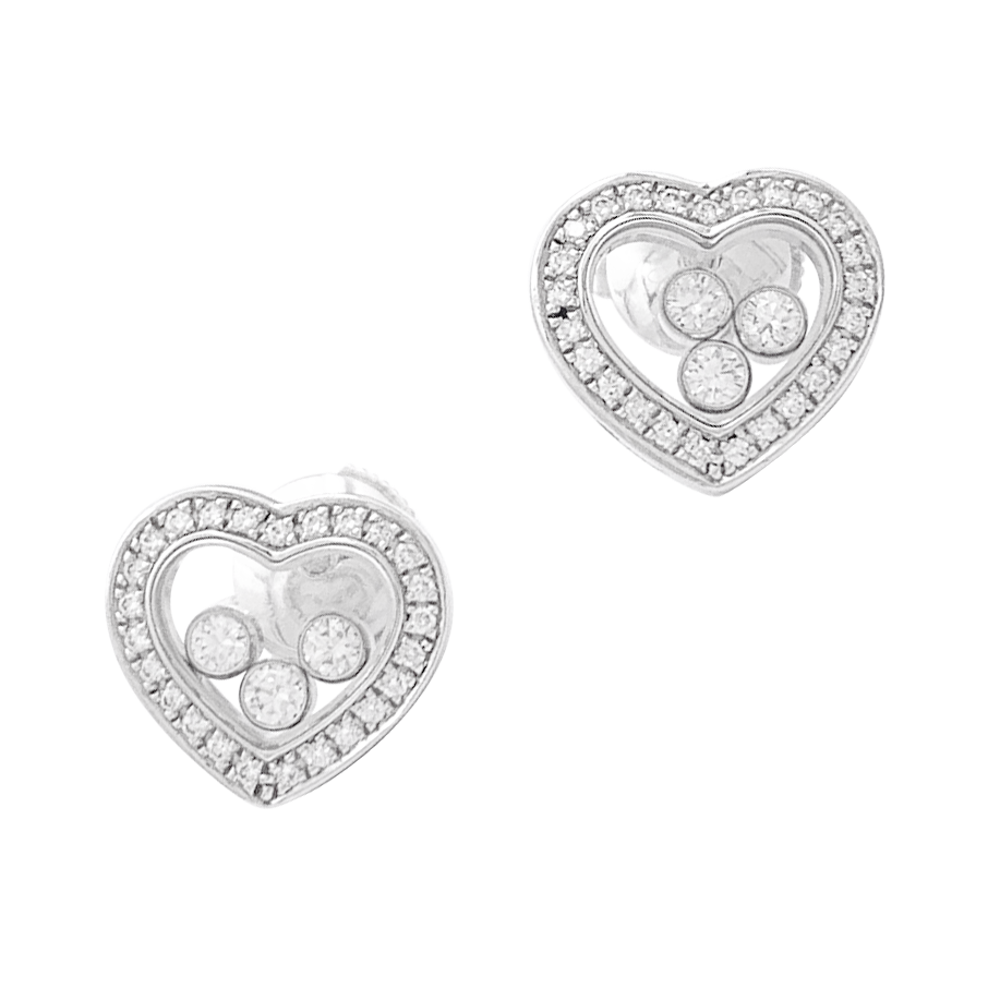Boucles d'oreilles Chopard "Happy Diamonds" or blanc, diamants. 5