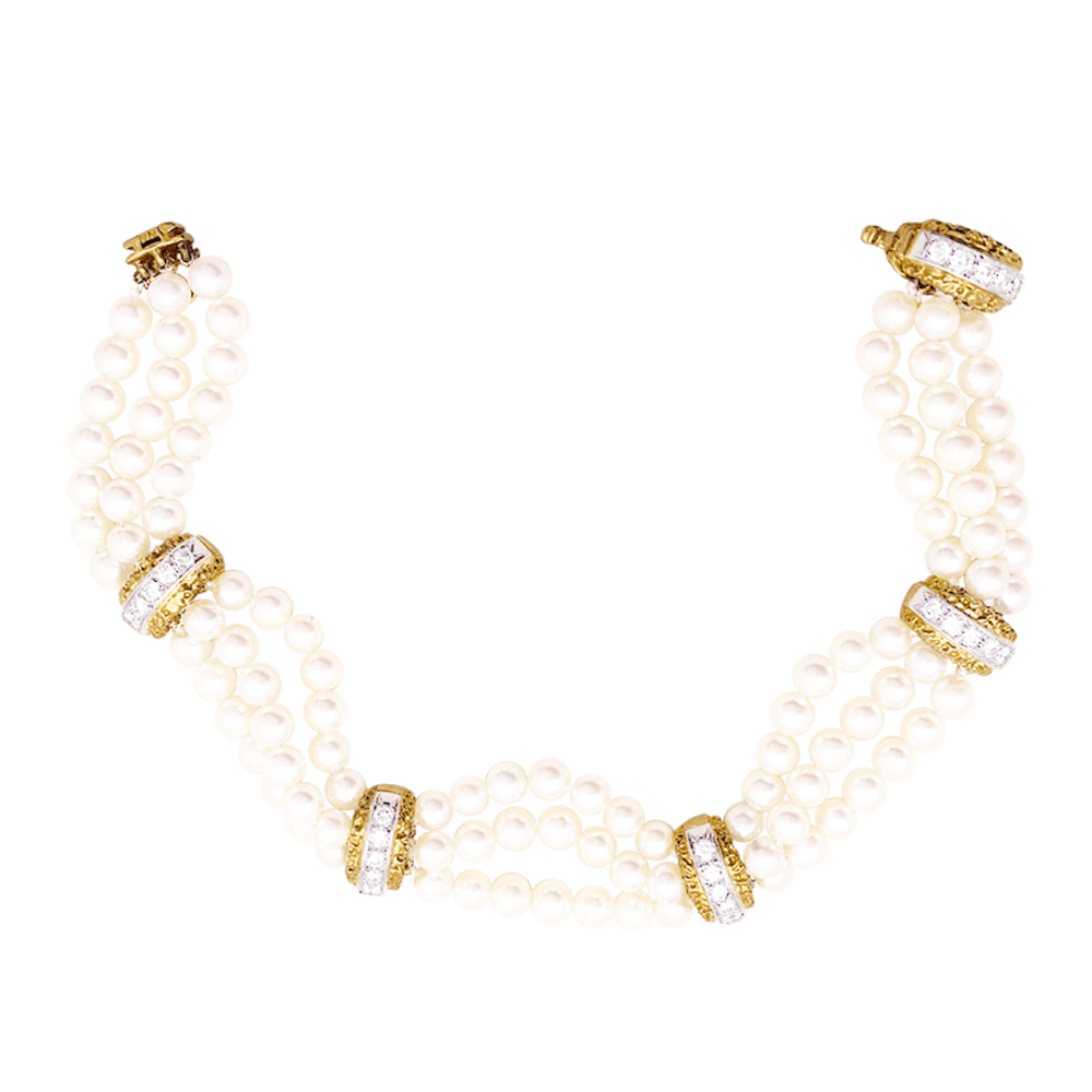 Bracelet Van Cleef & Arpels, deux ors, diamants, perles. 1